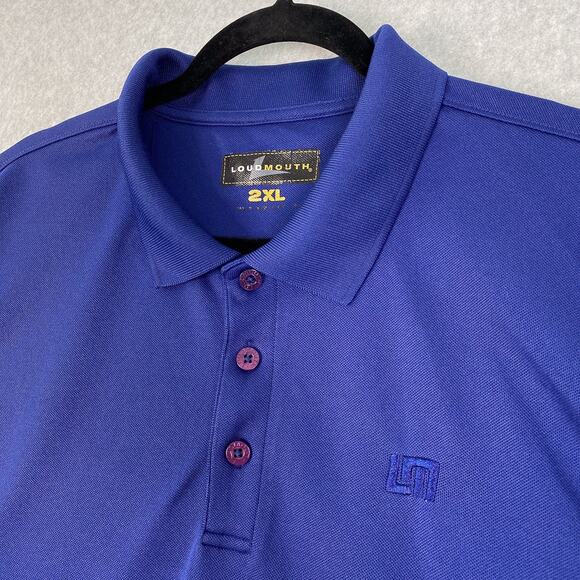 Loudmouth Golf Shirt Mens XXL Blue Polo 2XL Embroidered Spell Out - Picture 1 of 7